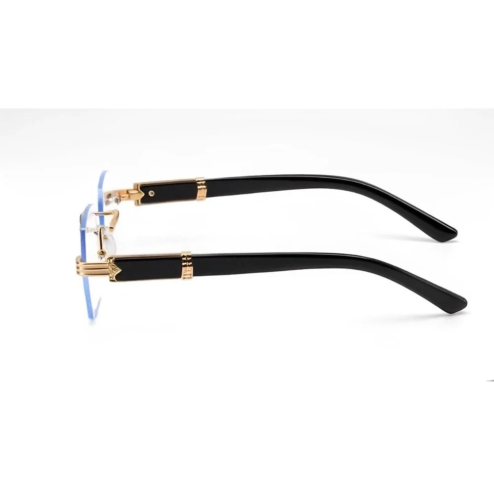 Rimless Geometric Clear Lens Eyeglasses Gold Black Hexagon Fashion Glasses Women